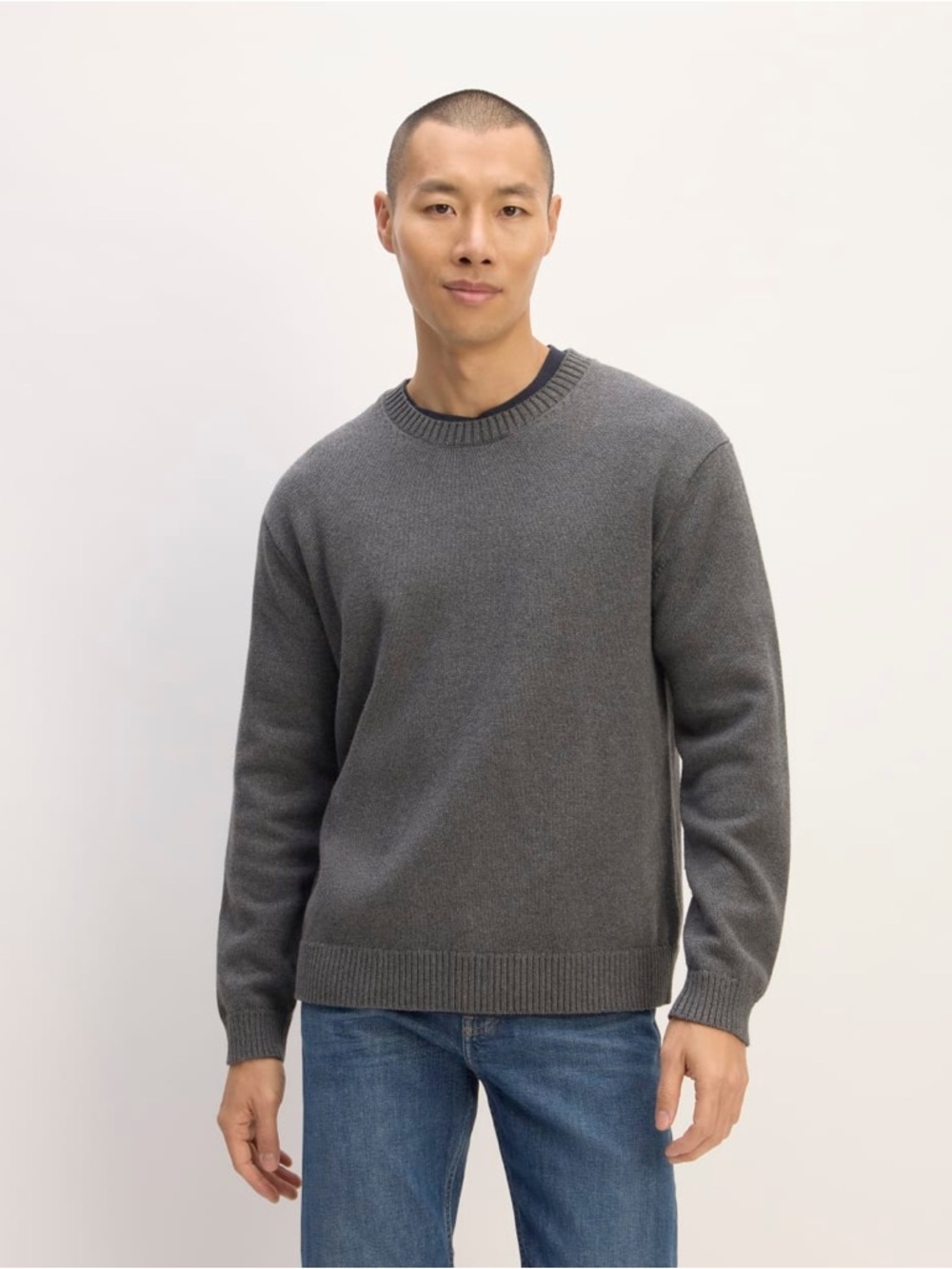 Everlane the classic sweater in everyday cotton charcoal gray size large